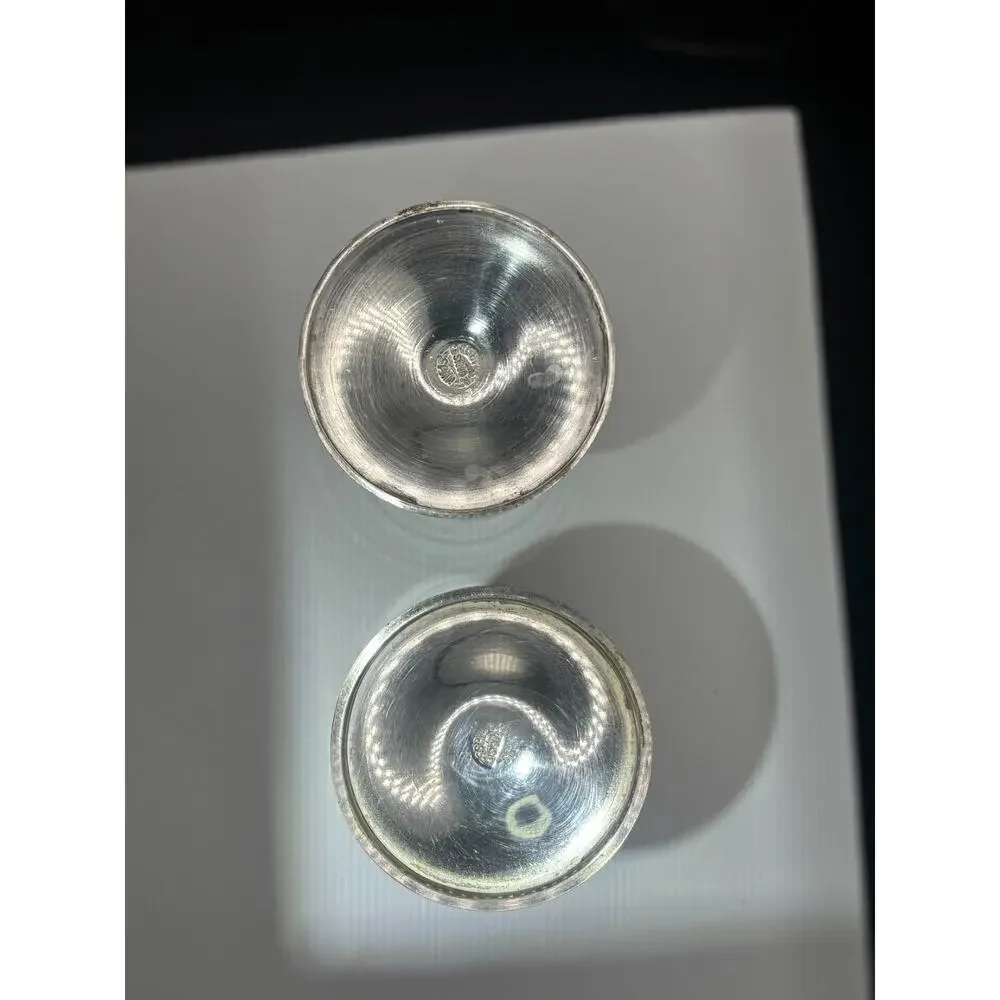 Vintage Crosby Spain Silver Plate Wine Goblets Chalice Vine Stem Set of 2